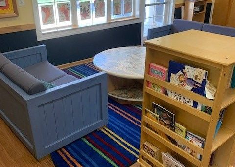 relax in our reading area for school agers, supervised care and homework assistance